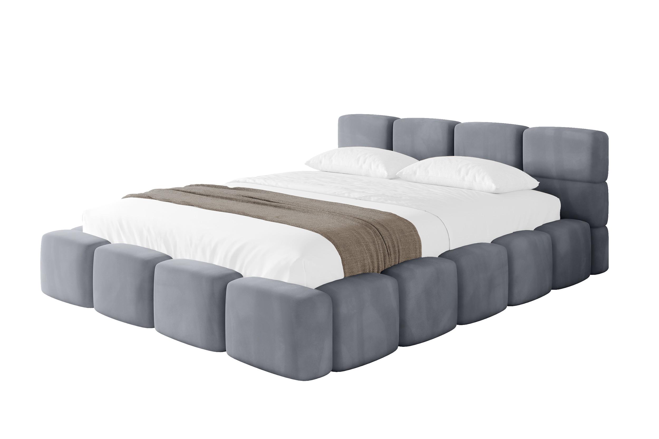 POLSTERBETT mit Bettkasten und Lattenrost, Bett mit Matratze H3/H4, Kopfteil, Boxbett, Doppelbett mit Stauraum - NATA-v1 140x200 Grau - Grau, Holzwerkstoff/Textil (140/200cm) - ALTDECOR