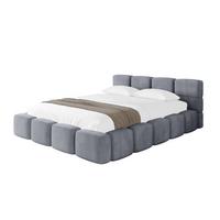 POLSTERBETT mit Bettkasten und Lattenrost, Bett mit Kopfteil, Boxbett ohne Matratze, Doppelbett mit Stauraum - NATA-v1 200x200 Grau - Grau, Holzwerkstoff/Textil (200/200cm) - ALTDECOR
