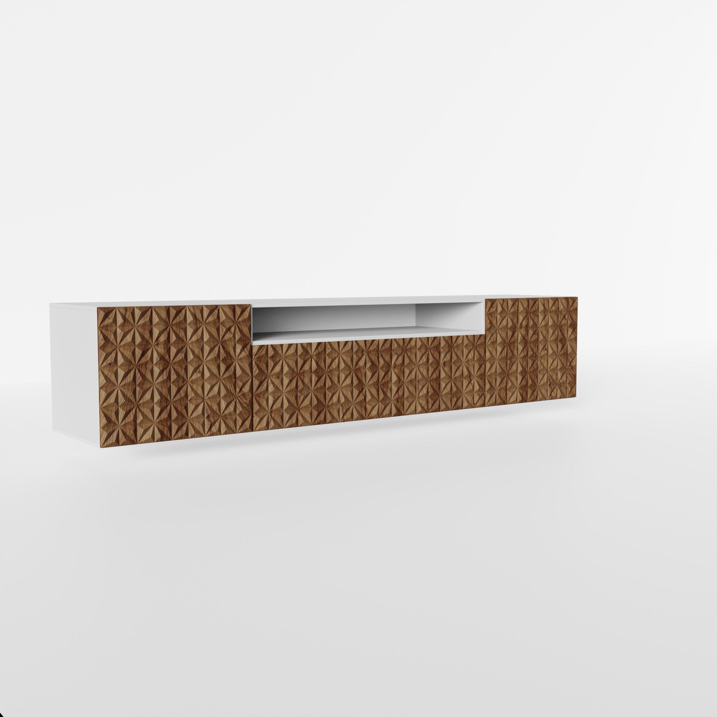 LOWBOARD ROVA 200/41/40 cm, Hängender TV-Schrank Weiß / Eichefarben - Eichefarben/Braun, Holzwerkstoff (200/41/40cm) - MASSENO