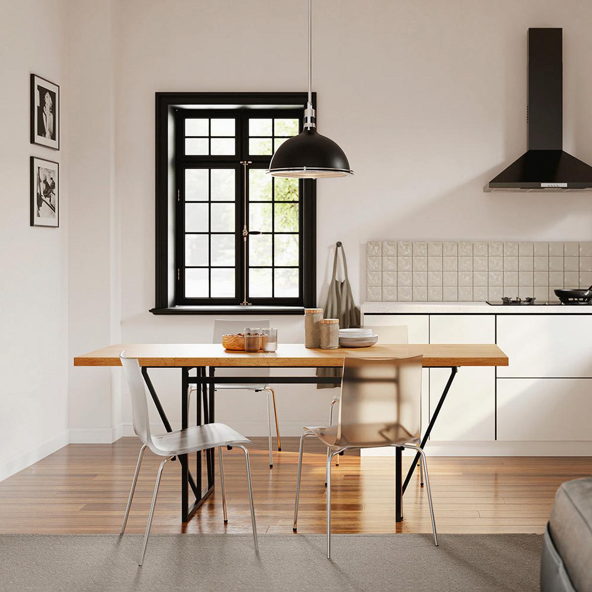 ESSTISCH klappbar für 2-8 Personen, 65x(110-200) x76cm - Naturfarben, Holz/Metall (65/200/76cm) - SoBuy