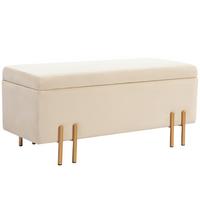 TRUHENBANK mit Samtoptik, Metallbeine 100x40x42 cm, Beige - Beige, Textil (40/42/100cm) - HOMCOM