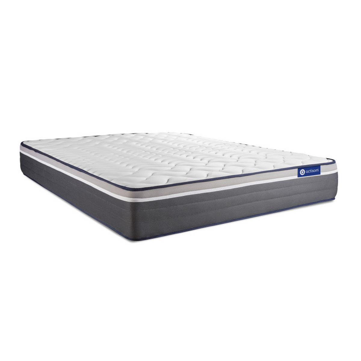BETT Actilatex plus Latex und Memory-Schaum 120 x 190 cm h4 - Kit Bettgestell Grau - Beige/Grau, Karton/Holz (120/190cm) - ACTISOM