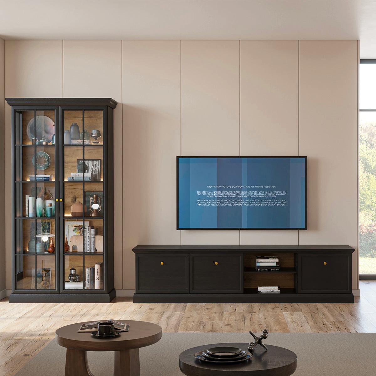 TV-MÖBEL Toja Anthrazitfarbenes Holz - Braun, Holzwerkstoff (206.2/51.1/39.5cm) - Petits-meubles