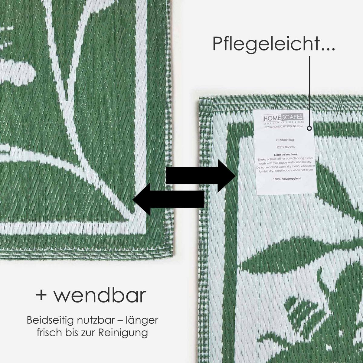 OUTDOORTEPPICH floral, Bienen-Design 122/182 cm - Waldgrün, Kunststoff (122/182cm) - Homescapes