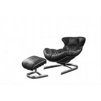 RELAXSESSEL LORNA Schwarz Leder - Silberfarben/Schwarz, Leder/Metall (87/80/110cm) - KAWOLA
