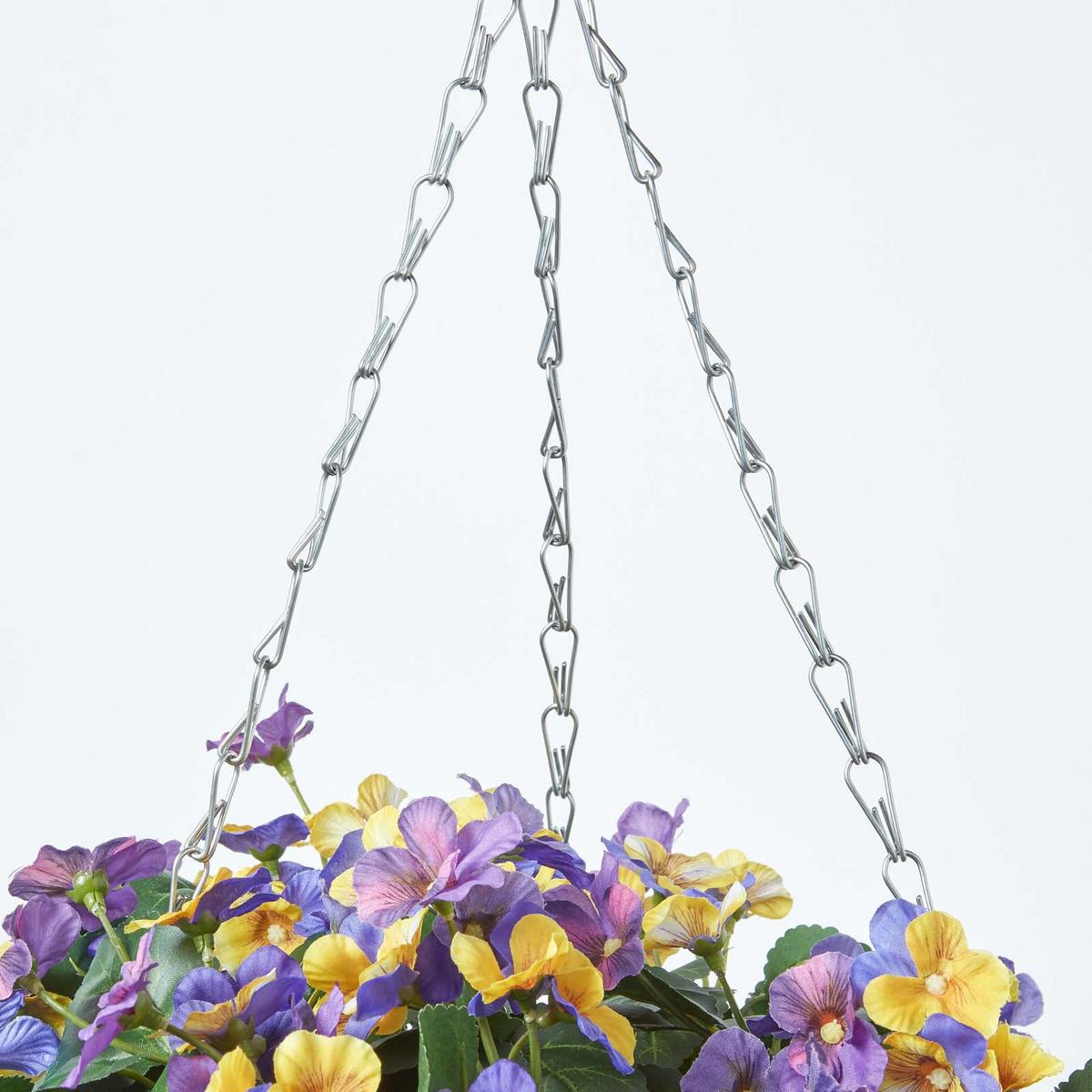 KUNSTBLUMEN Stiefmütterchen in Blumenampel, 60 cm - Lila, Kunststoff (60cm) - Homescapes