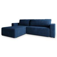 ECKSOFA CALTI T Blau Kordstoff mit Schlaffunktion - Blau, Holzwerkstoff/Textil (283/183cm) - MASSENO