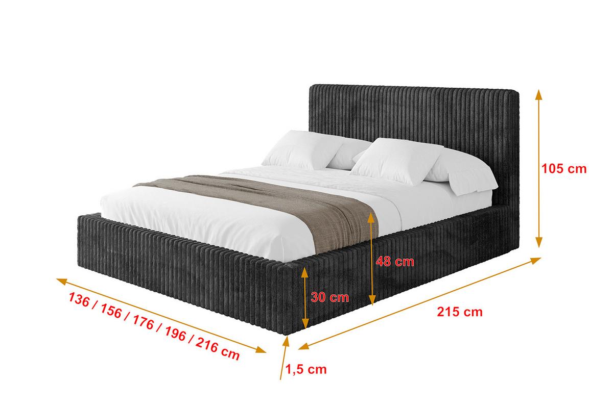 POLSTERBETT mit Bettkasten und Lattenrost, Bett mit Matratze H3/H4 - ALOVA-V1 120x200 Schwarz - Schwarz, Holzwerkstoff/Textil (120/200cm) - ALTDECOR