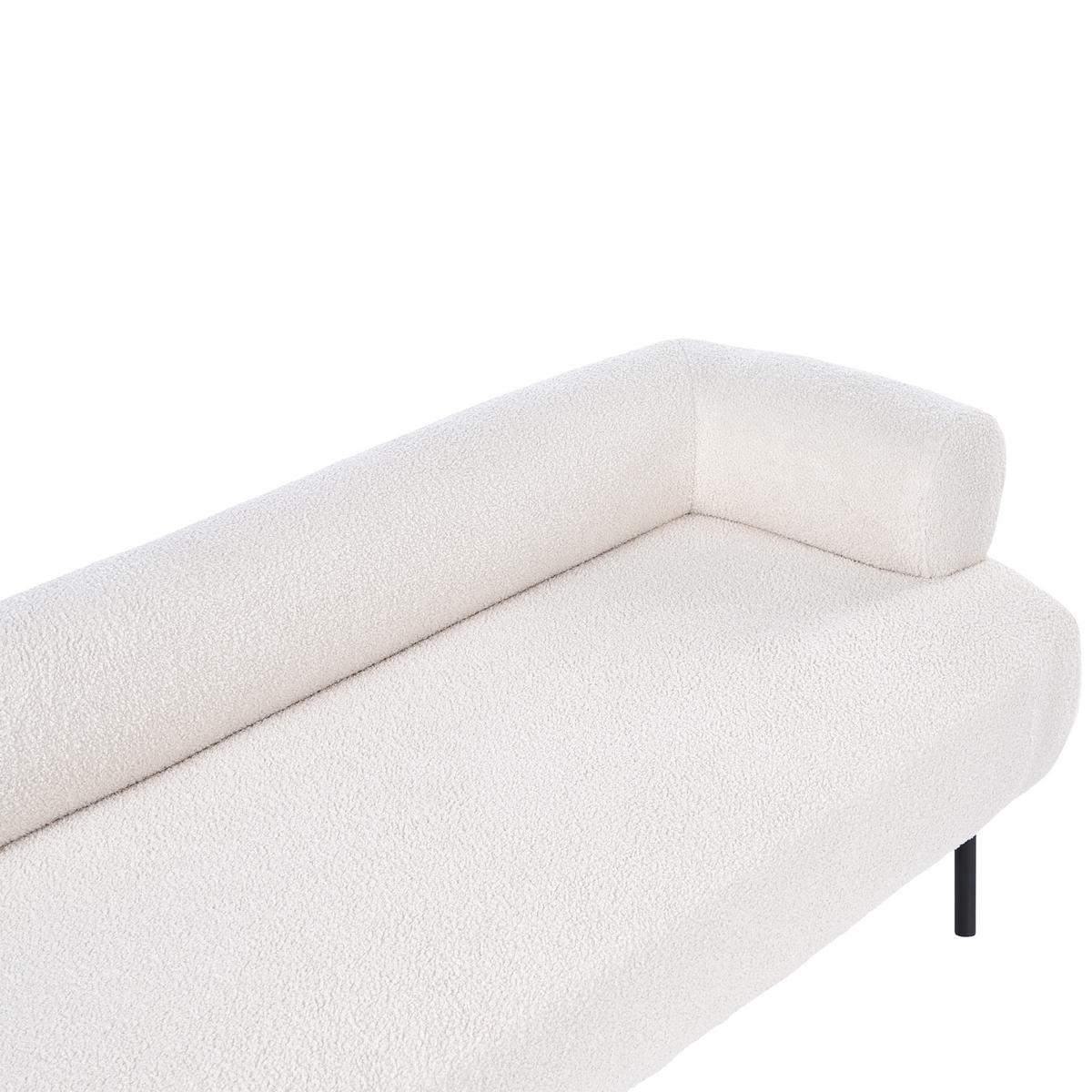 CHAISELONGUE-RECHTSSEITIGE Bouclé Cremeweiß Mirmande - Creme/Schwarz, Textil (153/65/70cm) - Beliani