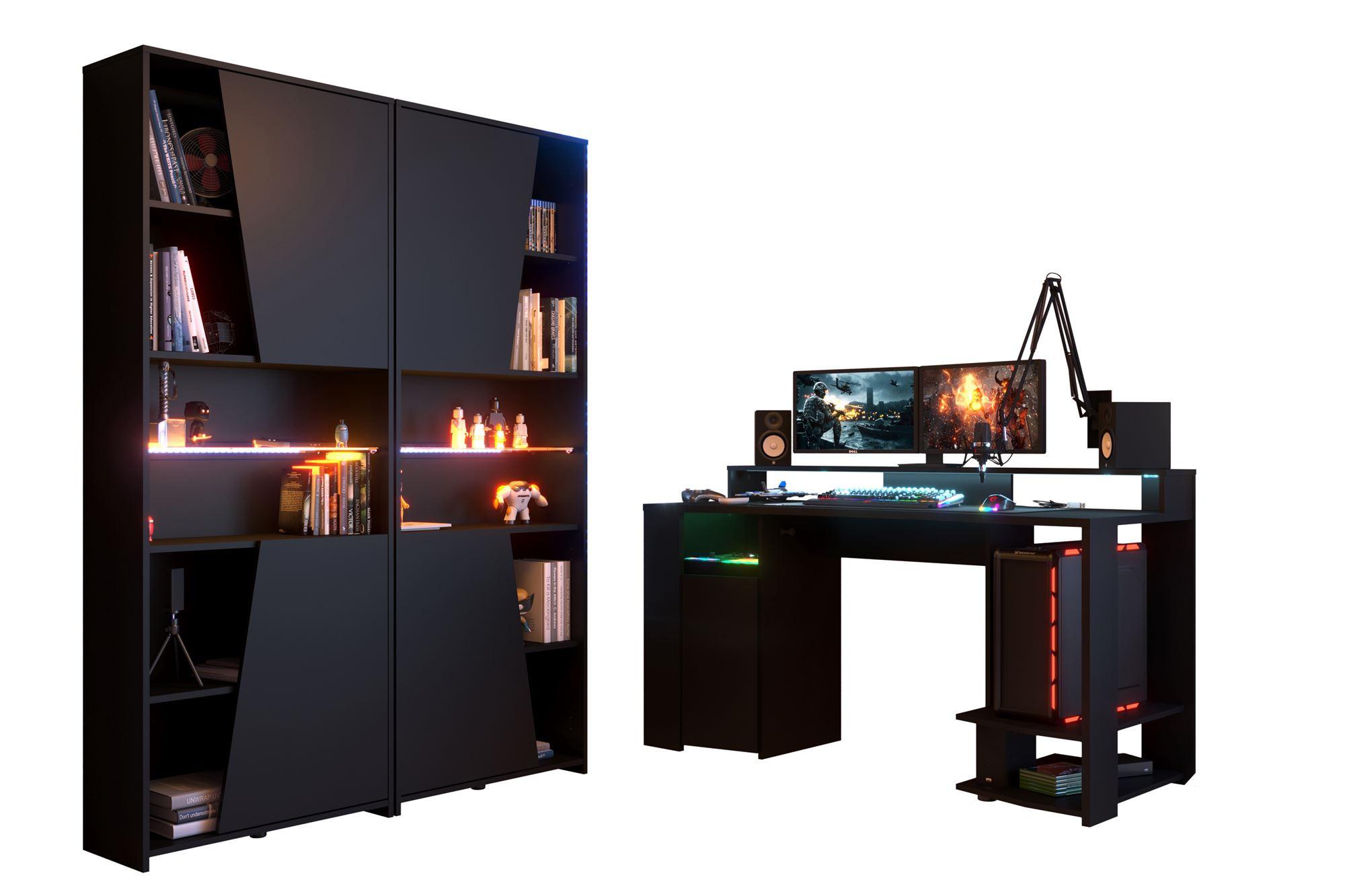 GAMING Schreibtisch Parisot Gaming 3-tlg. Holznachbildung Schwarz - Schwarz, Kunststoff (152/62/87cm) - 58aufmkessel