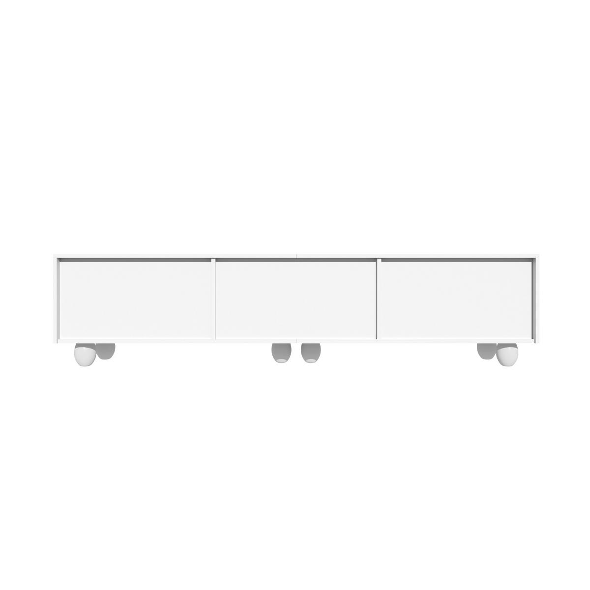 TV-LOWBOARD Weiß 180 cm mit geschwungenen Fronten & runden Holzbeinen - Weiß, Holzwerkstoff (180/42/40cm) - Urban Meuble