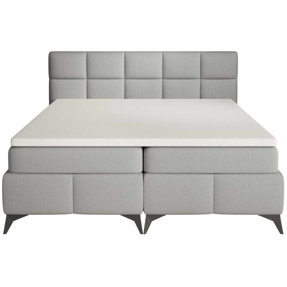 BOXBETT Solido mit Bettkasten 180x200 cm hellgrau - Hellgrau/Schwarz, Textil/Metall (180/200cm) - Beautysofa