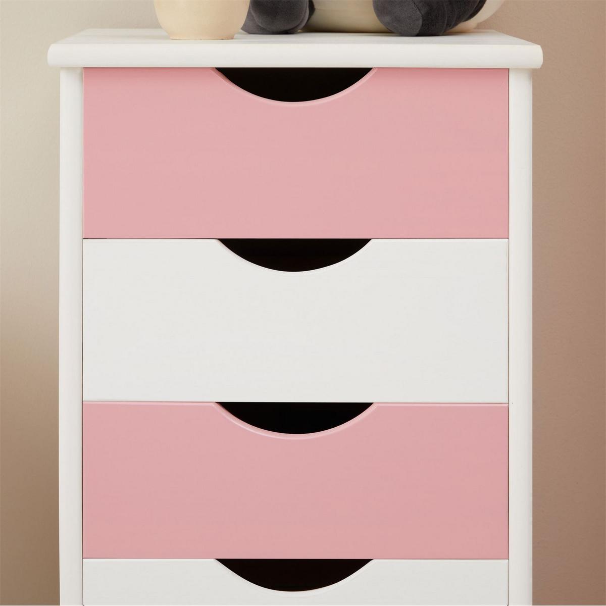 ROLLCONTAINER LAGOS weiß/rosa - Weiß/Rosa, Holz (35/65/40cm) - IDIMEX