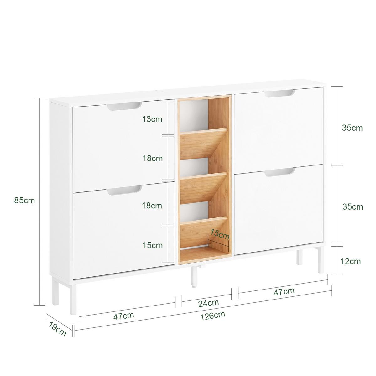 SCHUHSCHRANK Weiß-Natur - Weiß/Naturfarben, Holz/Holzwerkstoff (126/85/19cm) - SoBuy