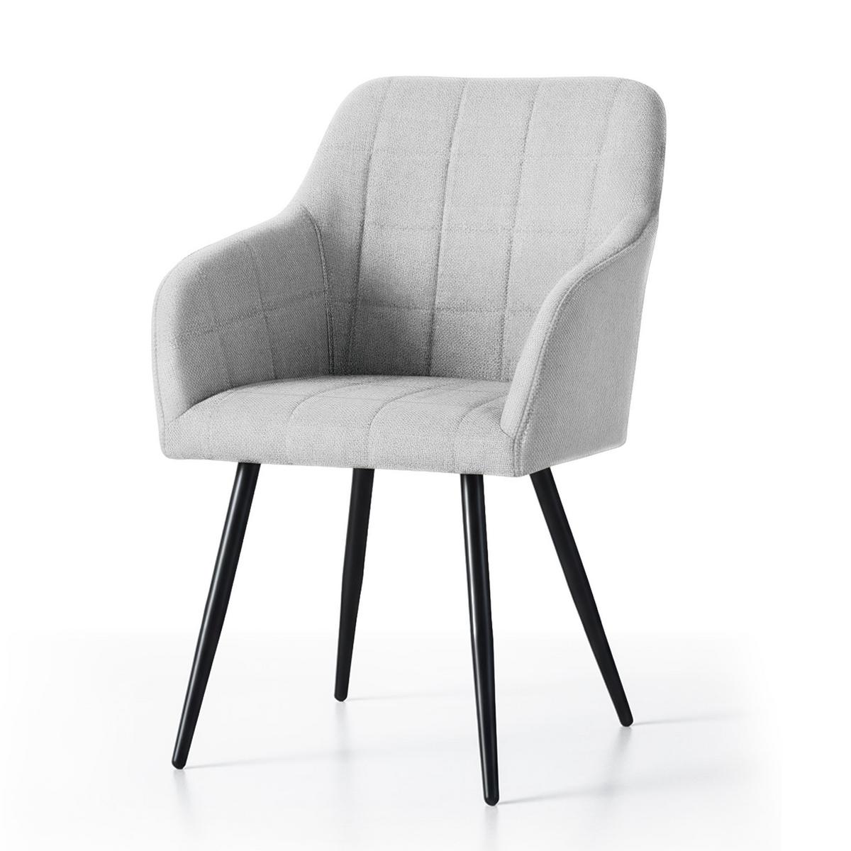 POLSTERSTUHL 2er Set, Metallbeine Grau, Schwarz 54/82/58 - Schwarz/Grau, Textil (54/82/51cm) - RAUMHIRSCH FURNITURE