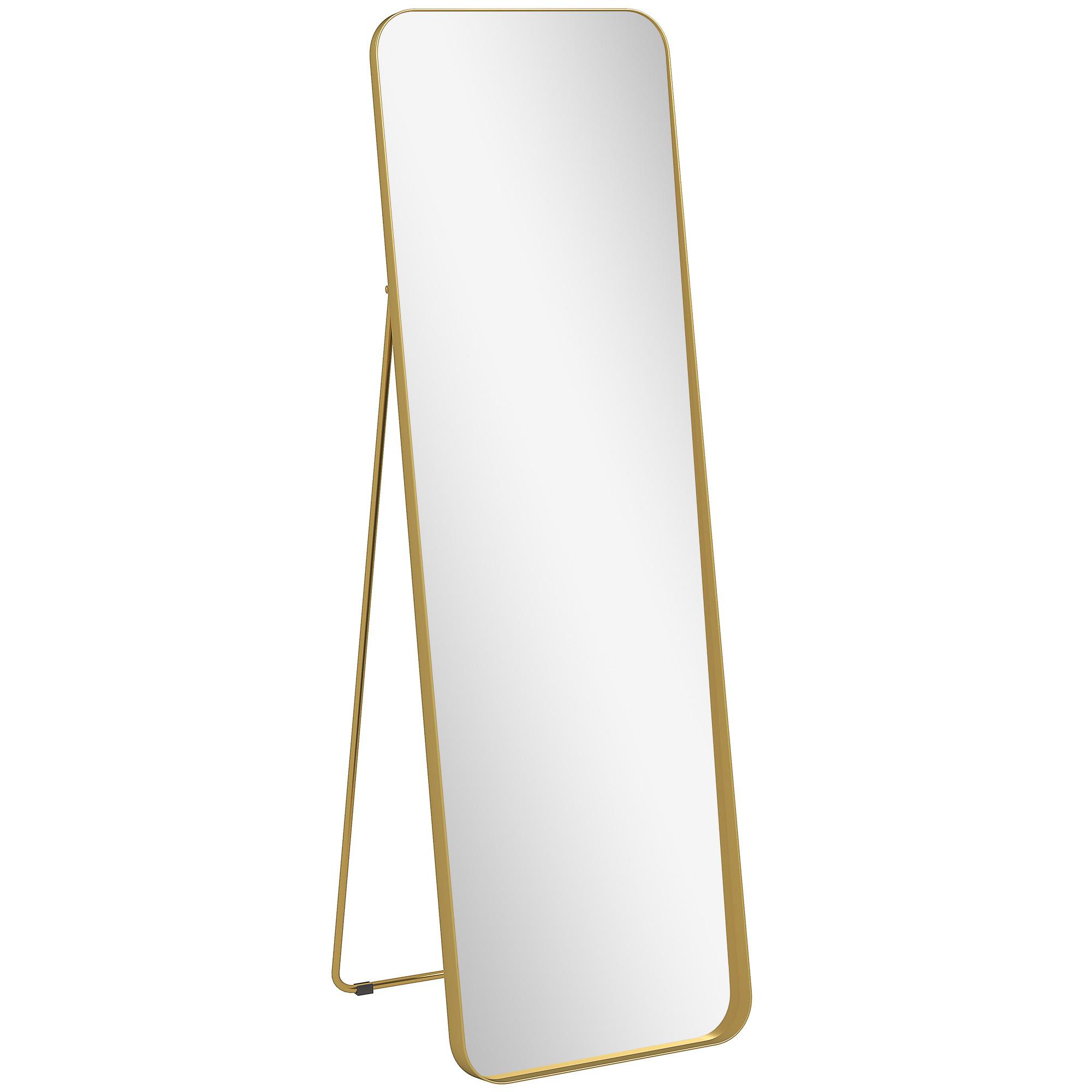 GANZKÖRPERSPIEGEL 160 x 50 cm Gewölbter Standspiegel mit Bruchsichere Glas - Goldfarben, Metall (6/160/50cm) - HOMCOM