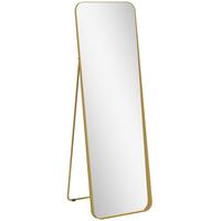 GANZKÖRPERSPIEGEL 160 x 50 cm Gewölbter Standspiegel mit Bruchsichere Glas - Goldfarben, Metall (6/160/50cm) - HOMCOM