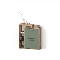 SCHUHKIPPER Ortello Goldkraft Eiche/Grün 80 x 90 cm - Honigeiche/Grün, Holzwerkstoff (80/90/24.2cm) - Livinity®