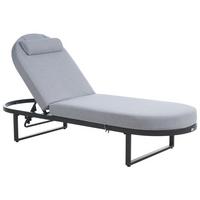 SONNENLIEGE mit Kissen Metall Grau Roncolo - Dunkelgrau/Schwarz, Metall (128/40/70cm) - Beliani