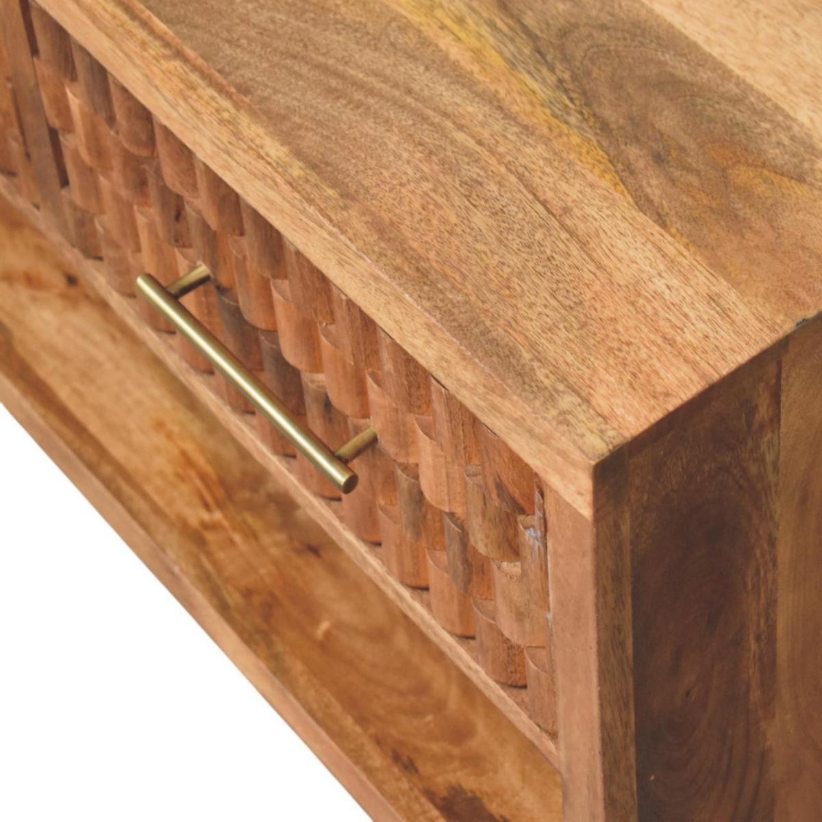 AUFBEWAHRUNGSMÖBEL Golden-Teak-Finish, 2 Schubladen, 1 offenes Regal, Hellbraun - Hellbraun/Braun, Holz (35/55/87cm) - Artisan Furniture