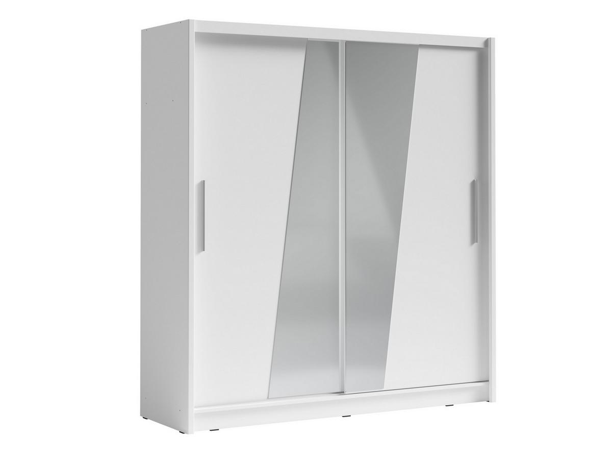 SCHWEBETÜRENSCHRANK RANOR 200/215/62,5cm 2-türig mit Spiegel Weiß - Weiß, Holzwerkstoff (200/215/62.5cm) - MASSENO