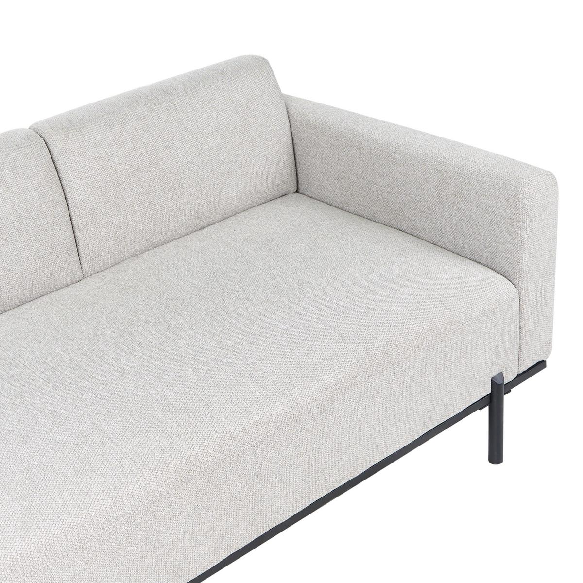 CHAISELONGUE Kunstleinen Hellgrau Savasse - Hellgrau/Schwarz, Textil (170/78/85cm) - Beliani