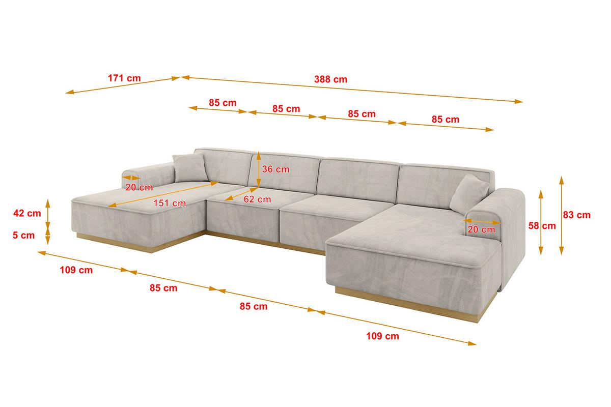 WOHNLANDSCHAFT IREA-U2-v2 - 388x171x83 cm Hellbraun - Hellbraun, Holzwerkstoff/Textil (388/83/171cm) - ALTDECOR