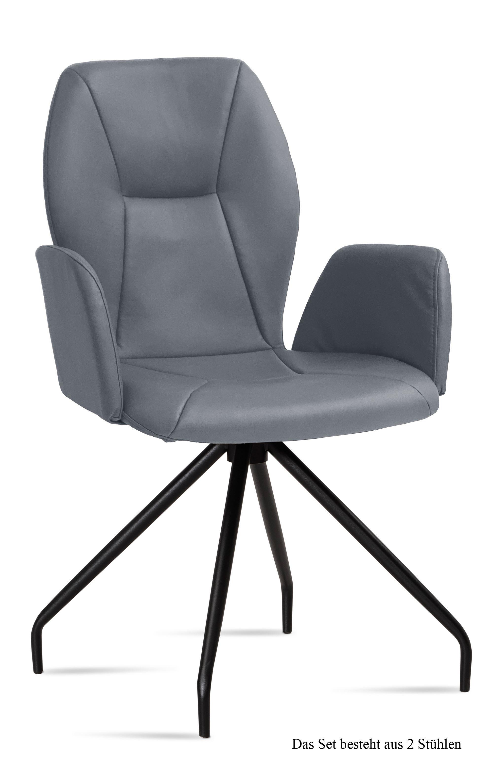 ARMLEHNSTUHL (2er-Set) Dionis 58x92x60 Schwarz/Grau - Schwarz/Grau, Kunststoff (60/92/58cm) - 58aufmkessel