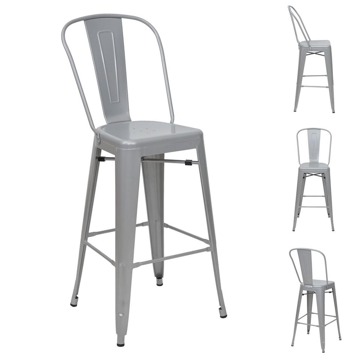 BARHOCKER METALL Grau 4er-Set - Grau, Metall (50/117/45cm) - MCW