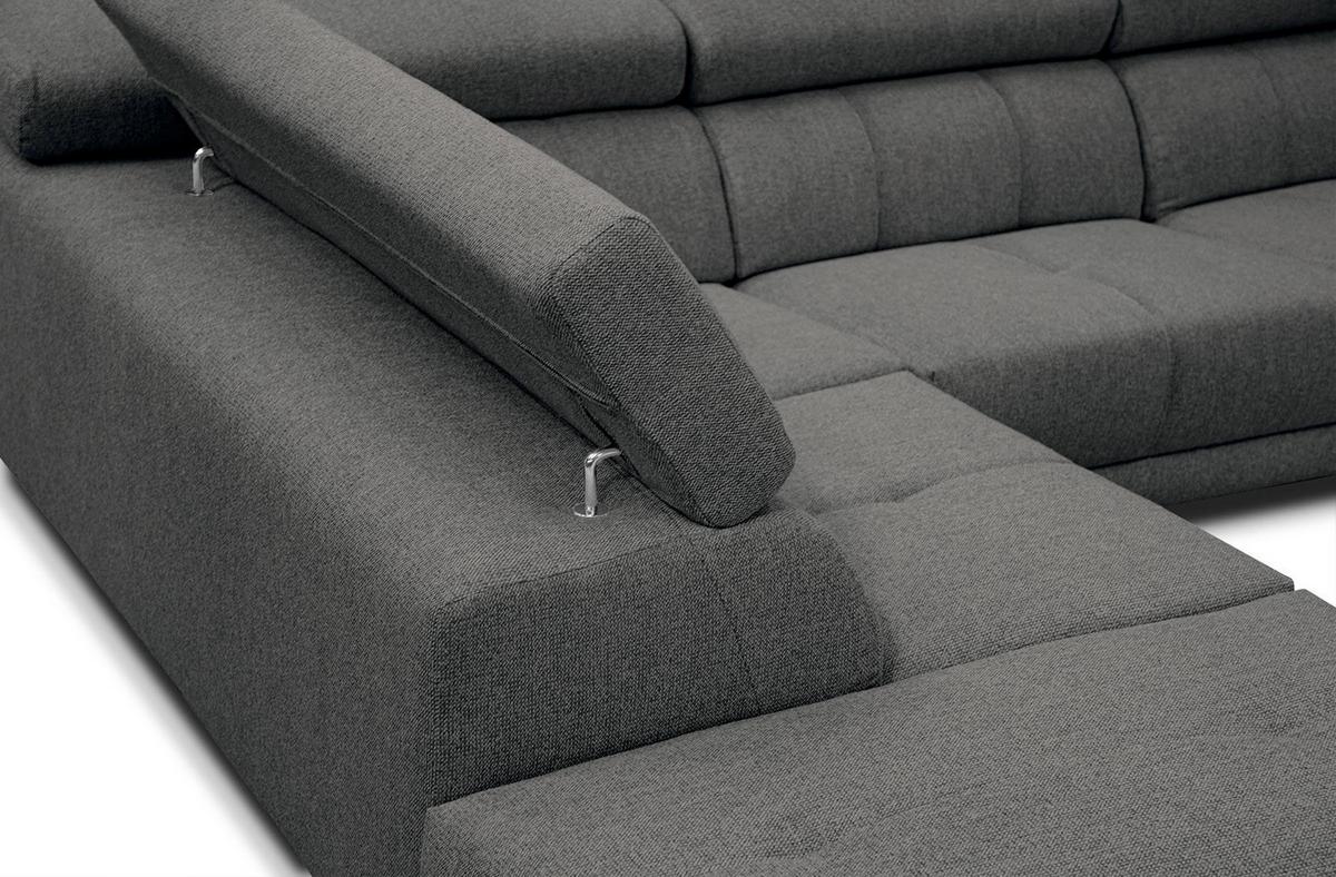 ECKSOFA MORELLO 5-Sitzer, dunkelgrau - Dunkelgrau/Schwarz, Holzwerkstoff/Textil (158/269cm) - Wozimo