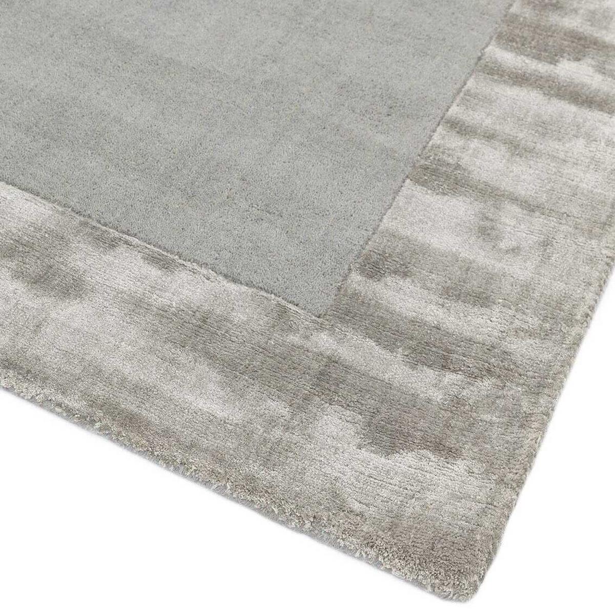 WOLLTEPPICH handgewebt TYNE, mit Bordüre, Silber, 120 x 170 cm - Silberfarben, Textil (120/170cm) - KADIMA DESIGN