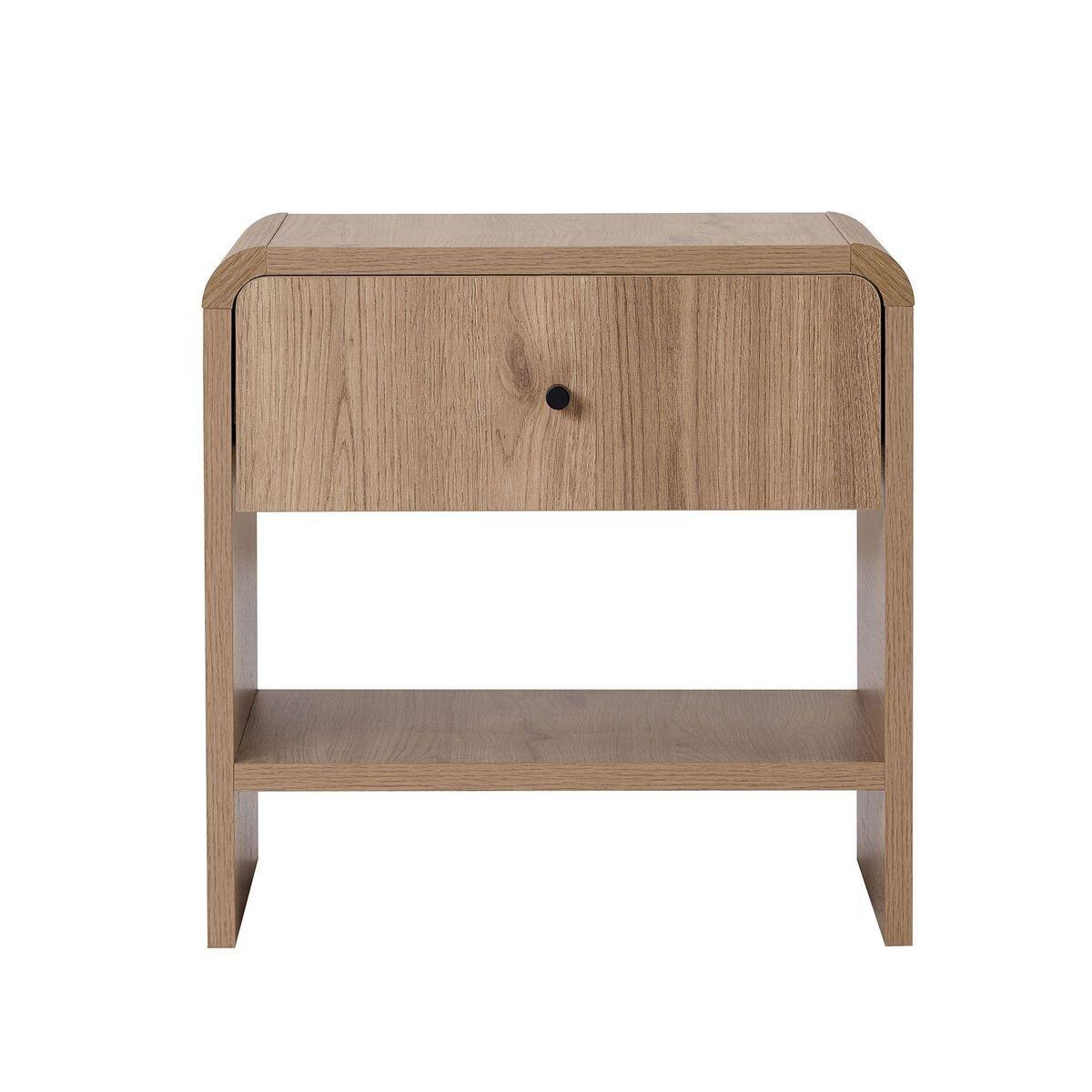 NACHTTISCH mit 1 Schublade und 1 Nische mit abgerundeten Kanten 40/45/45 cm - Eichefarben, Holzwerkstoff (40/45/17cm) - Calicosy