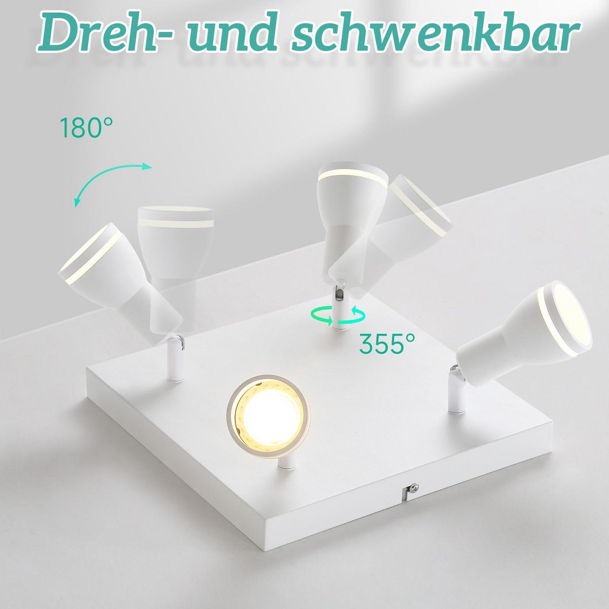 DECKENSTRAHLER Aalen 4-flammig 25/25/15.7 cm - Weiß, Metall (25/25/15.7cm) - Nettlife