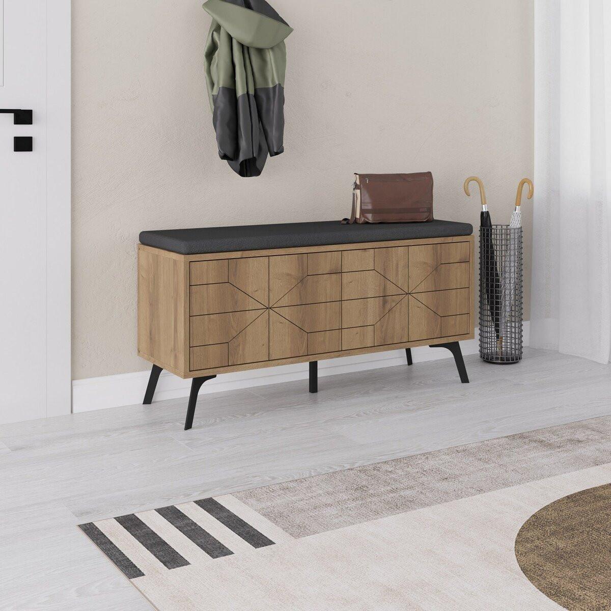 SCHUHSCHRANK 4 Türen - Dune bench - 107/35/55 cm - Apfelbaumfarben, Holzwerkstoff (107/55/35cm) - Calicosy