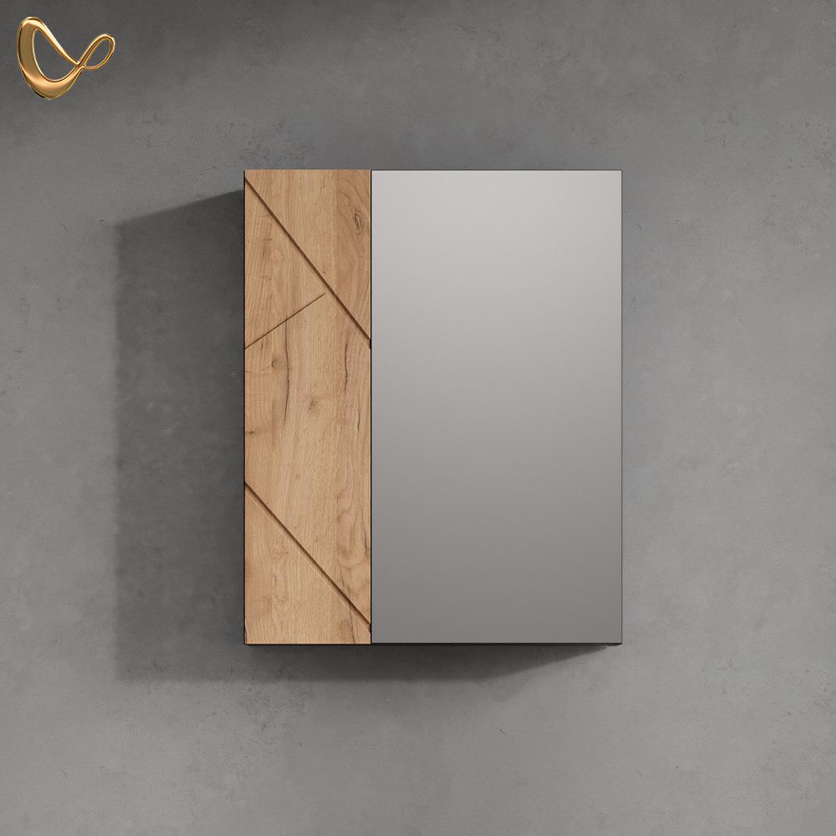 SPIEGELSCHRANK Ronco Anthrazit/Goldkraft Eiche 60 x 75 cm - Honigeiche/Anthrazit, Holzwerkstoff (60/75/17.2cm) - Livinity®