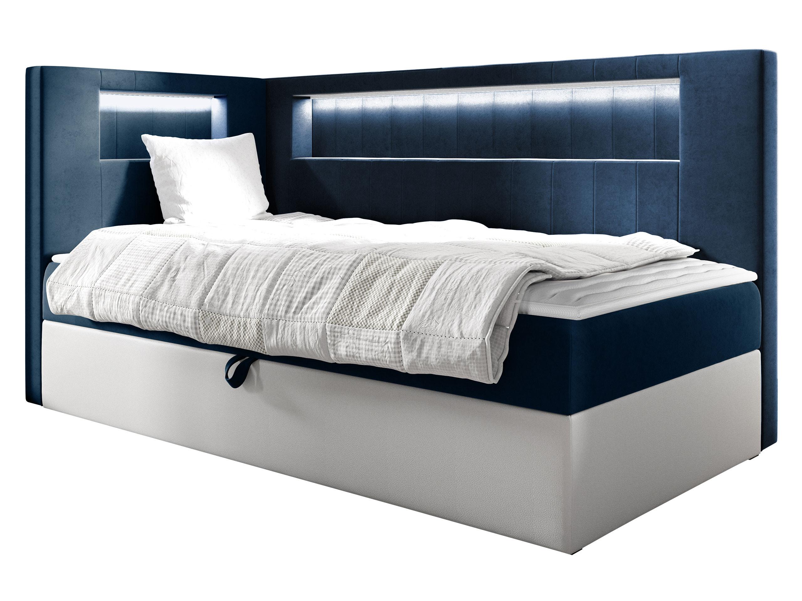 BOXBETT Gold Junior 3, Seite zum Öffnen des Bettkastens: Links - H3 - Blau/Weiß, Holz (90/200cm) - MIRJAN24
