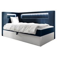 BOXBETT Gold Junior 3, Seite zum Öffnen des Bettkastens: Links - H3 - Blau/Weiß, Holz (100/200cm) - MIRJAN24