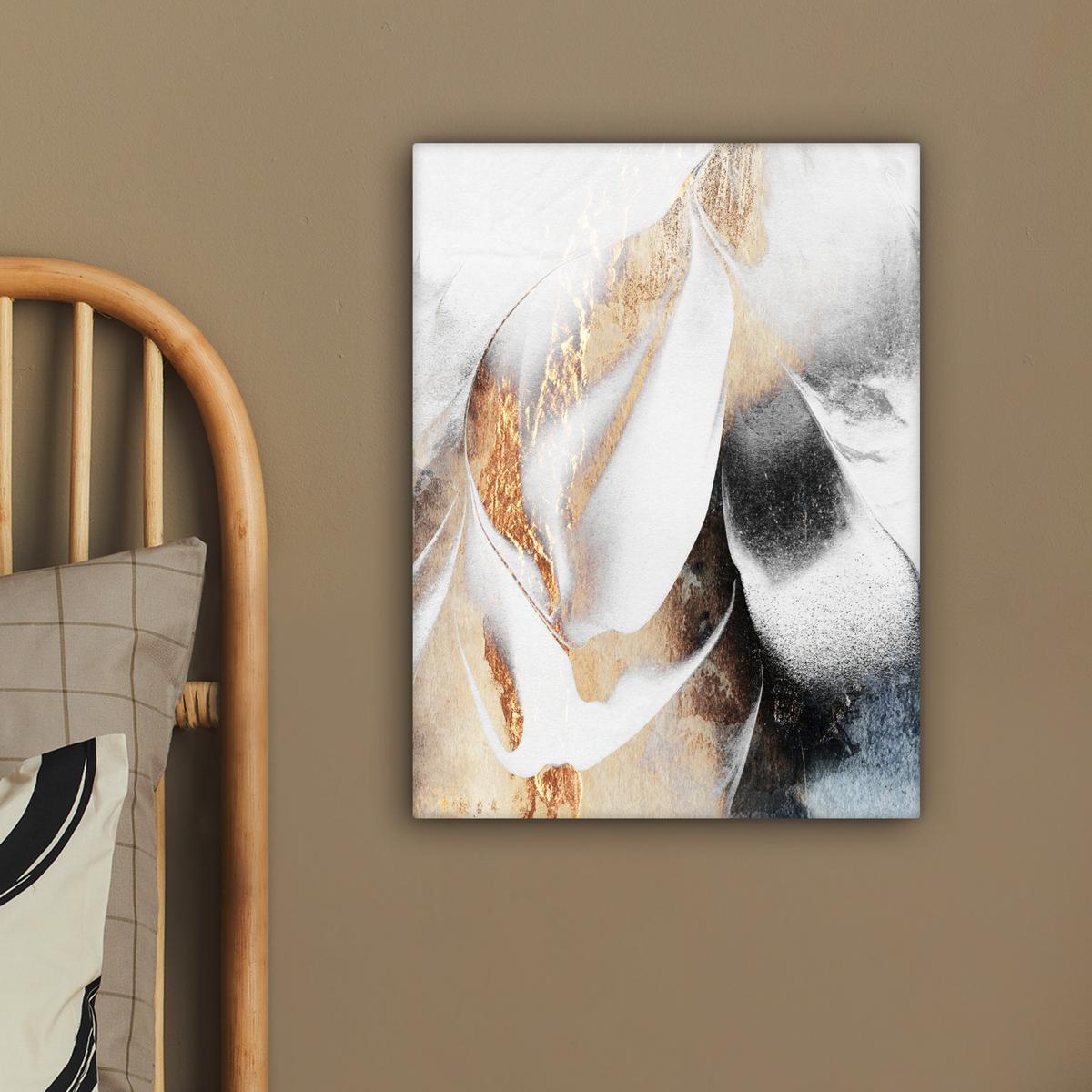 LEINWANDBILD Luxus - Abstrakt - Gold - Weiß Room Decor 30x40 cm - Goldfarben, Textil (30/40cm) - MuchoWow