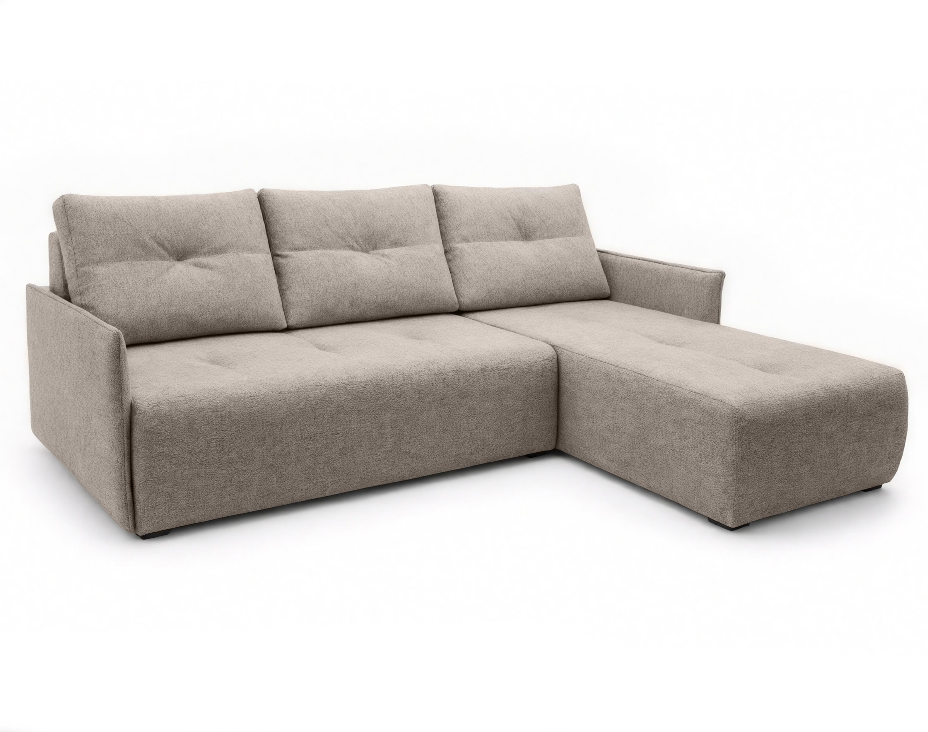 ECKSOFA L Form Damascus Hellbraun 212/143/88 cm Rechts mit Schlaffunktion - Hellbraun/Schwarz, Kunststoff/Textil (212/143cm) - AX Living