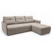 ECKSOFA L Form Damascus Hellbraun 212/143/88 cm Rechts mit Schlaffunktion - Hellbraun/Schwarz, Kunststoff/Textil (212/143cm) - AX Living