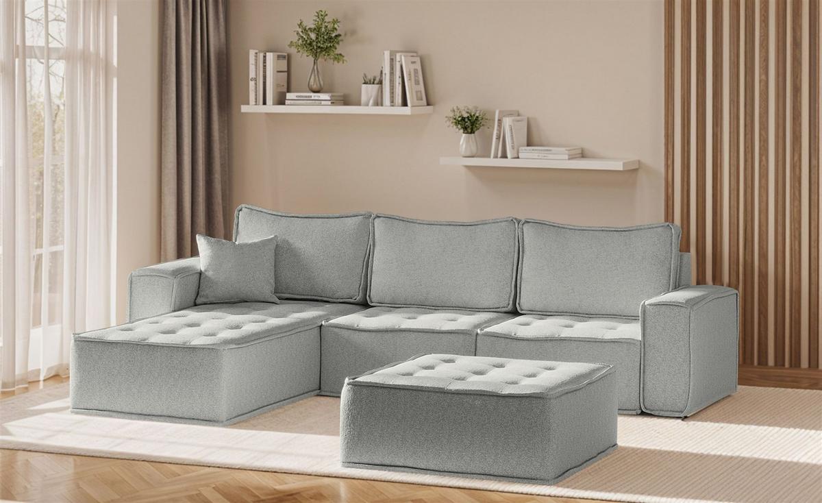 ECKSOFA Sande In Alpine - Hellgrau, Holzwerkstoff/Textil (292/192cm) - Fun Möbel