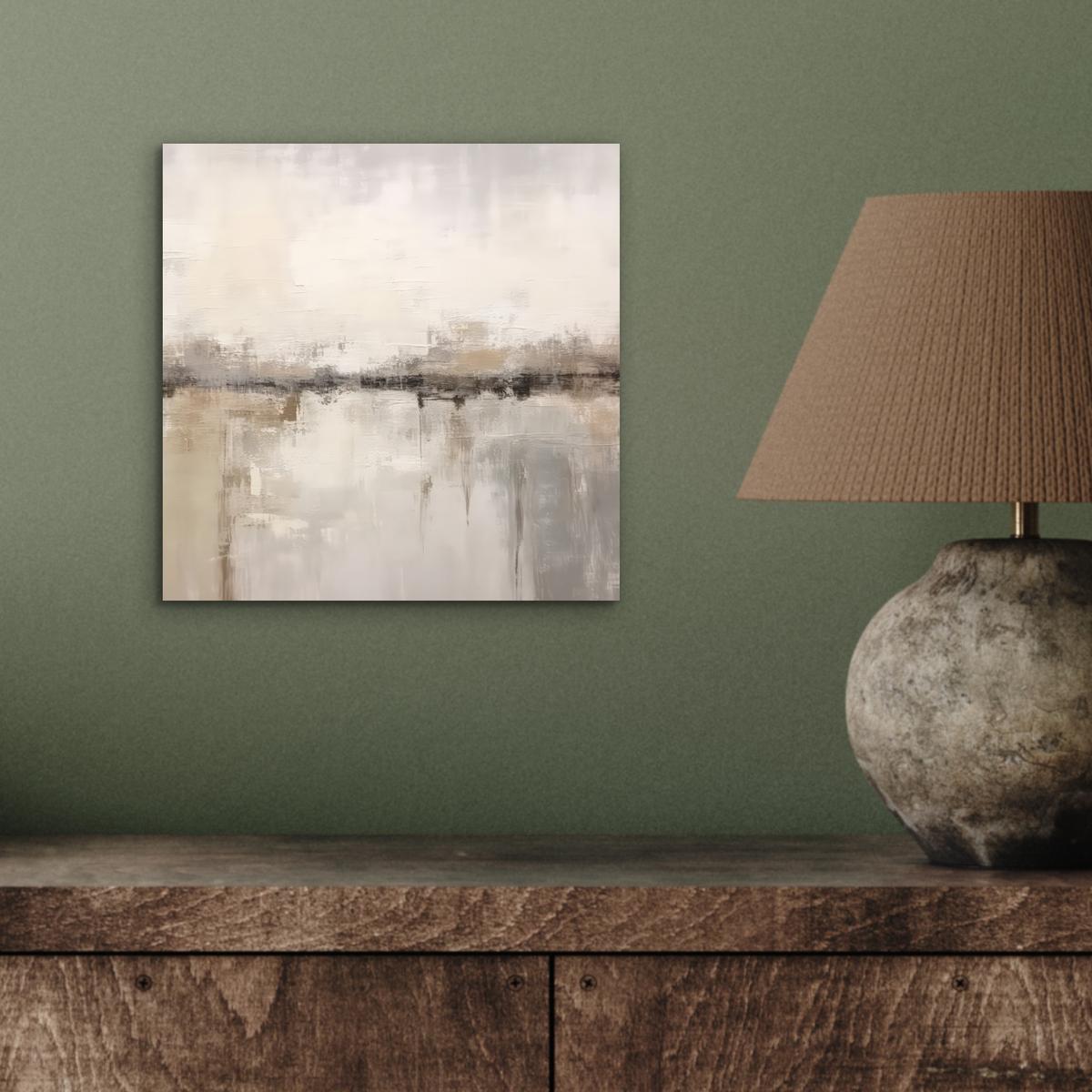 METALLBILD Moderne Kunst - Abstrakt - Beige 20x20 cm - Beige, Metall (20/20cm) - MuchoWow