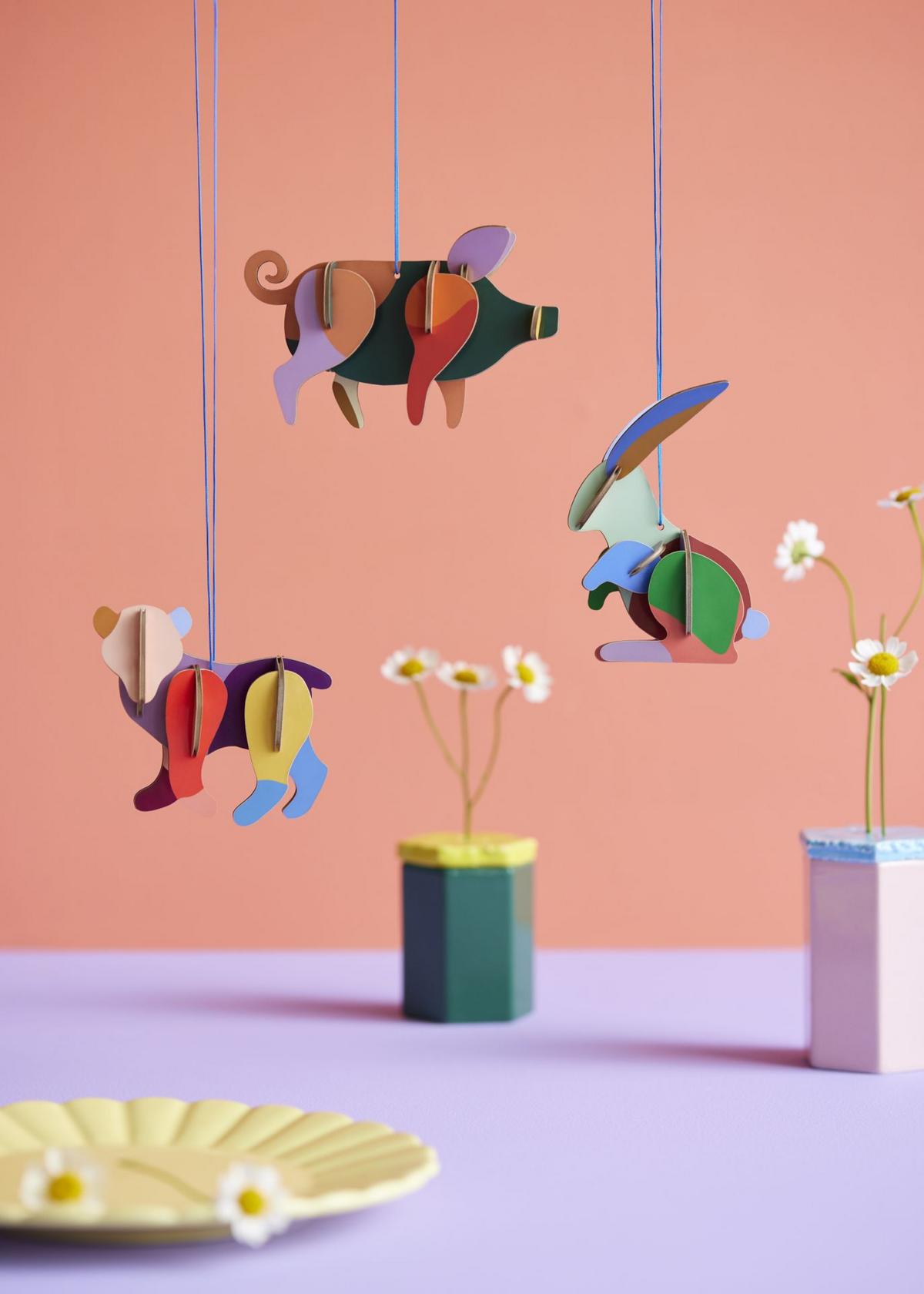 WANDSKULPTUR Bunt 3,2/6,8 cm - Multicolor, Wellpappe (0.05/6.8/9cm) - Studio Roof