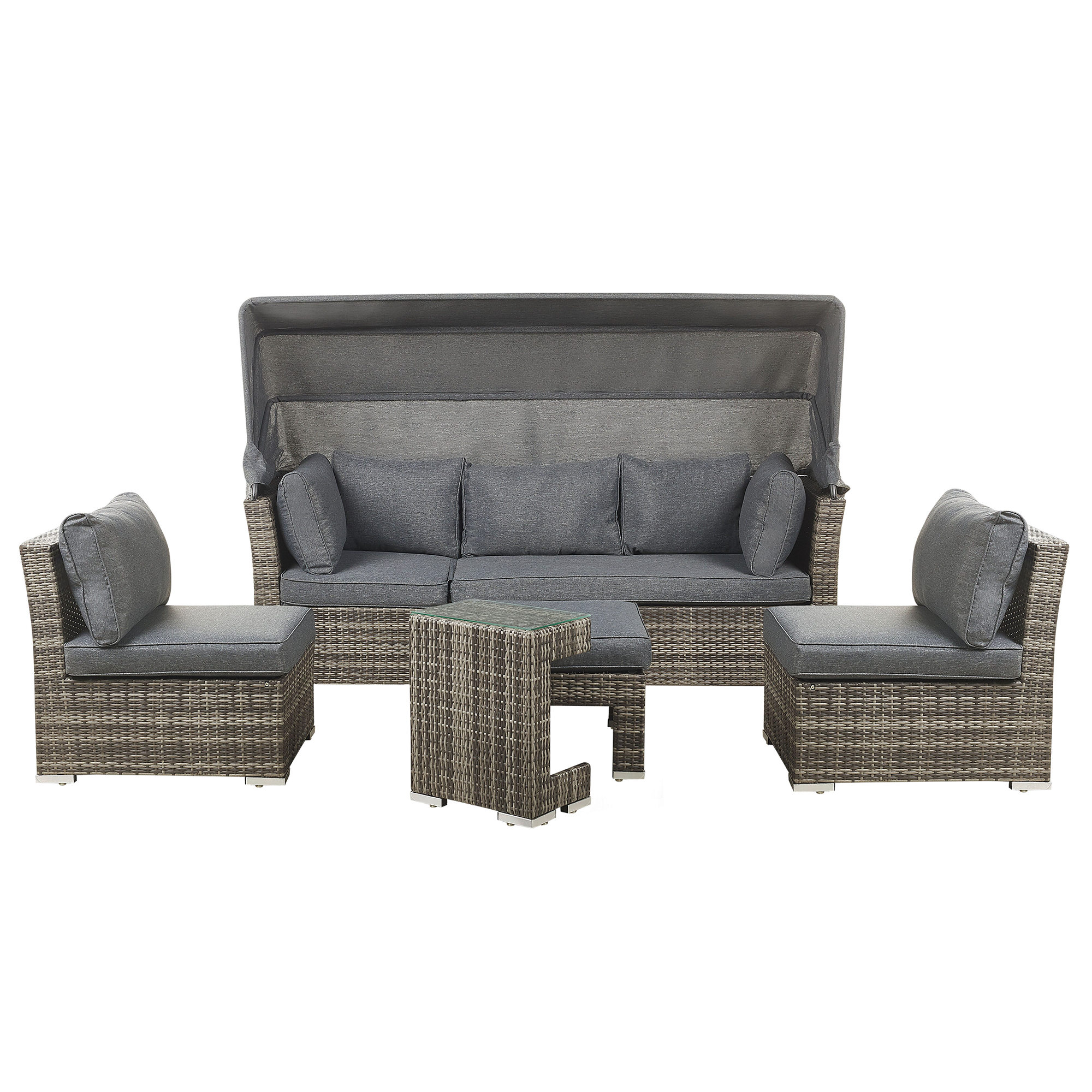 LOUNGE SET 6-Sitzer Dunkelbraun modular Corte - Dunkelbraun, Kunststoff - Beliani