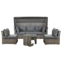 LOUNGE SET 6-Sitzer Dunkelbraun modular Corte - Dunkelbraun, Kunststoff - Beliani