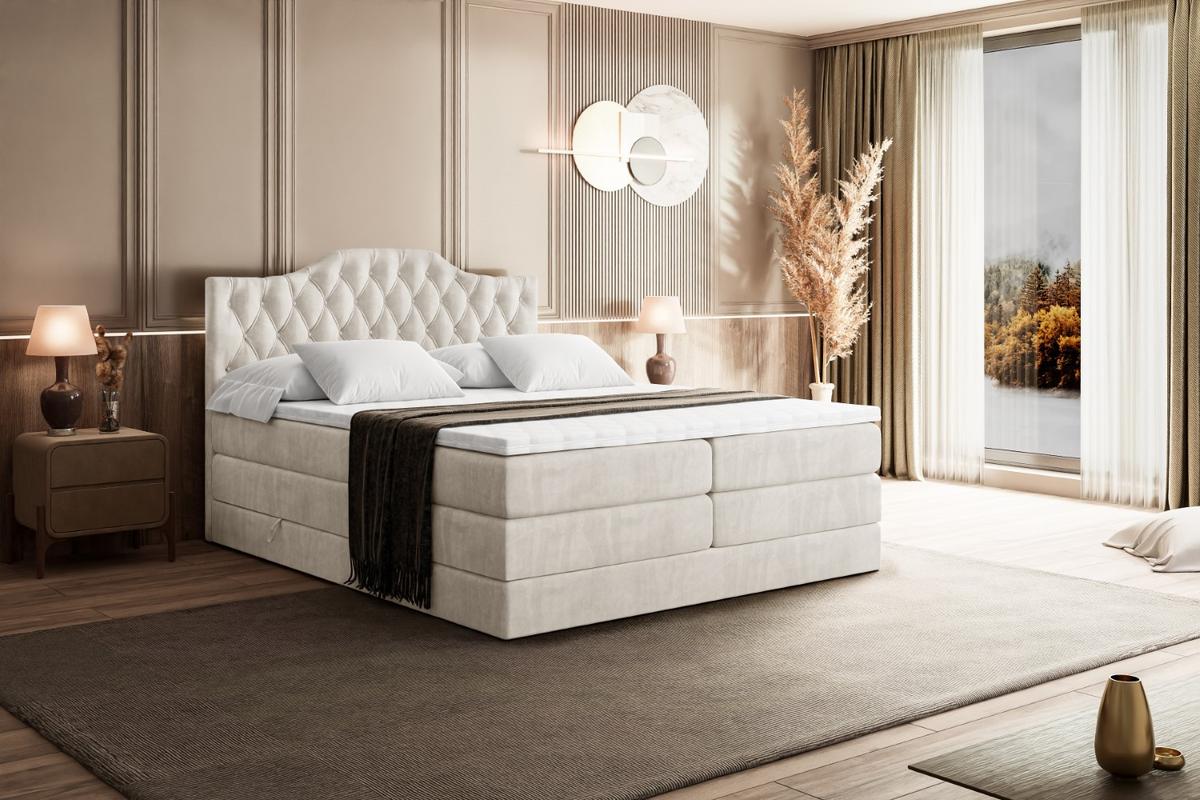 BOXSPRINGBETT VILA-1 KING - 140x200 - H3/H4 - Creme - Creme, Holzwerkstoff (140/200cm) - ALTDECOR