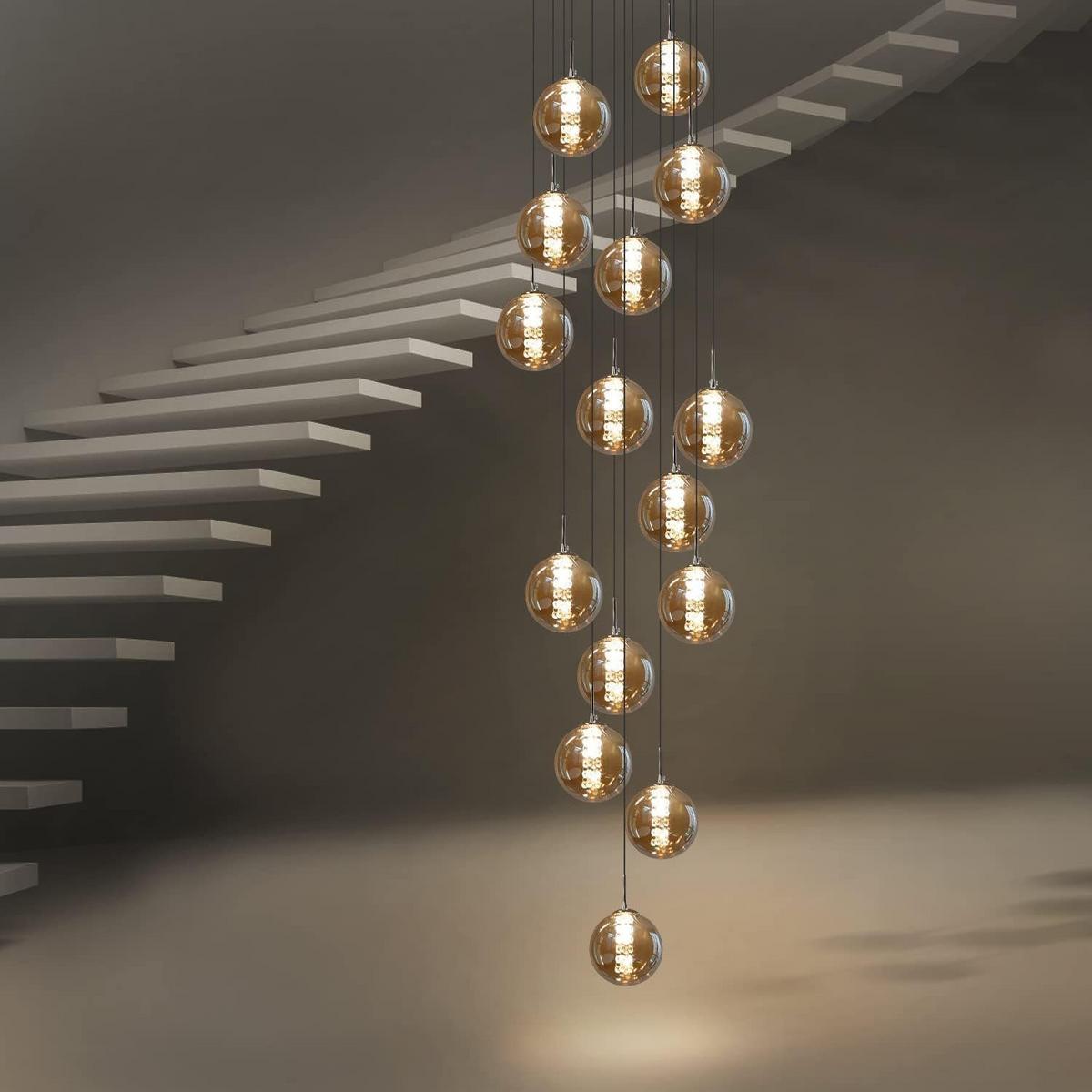 PENDELLEUCHTE Energie 15-flammig 41/41/320 cm - Bernsteinfarben, Glas (41/41/320cm) - Nettlife