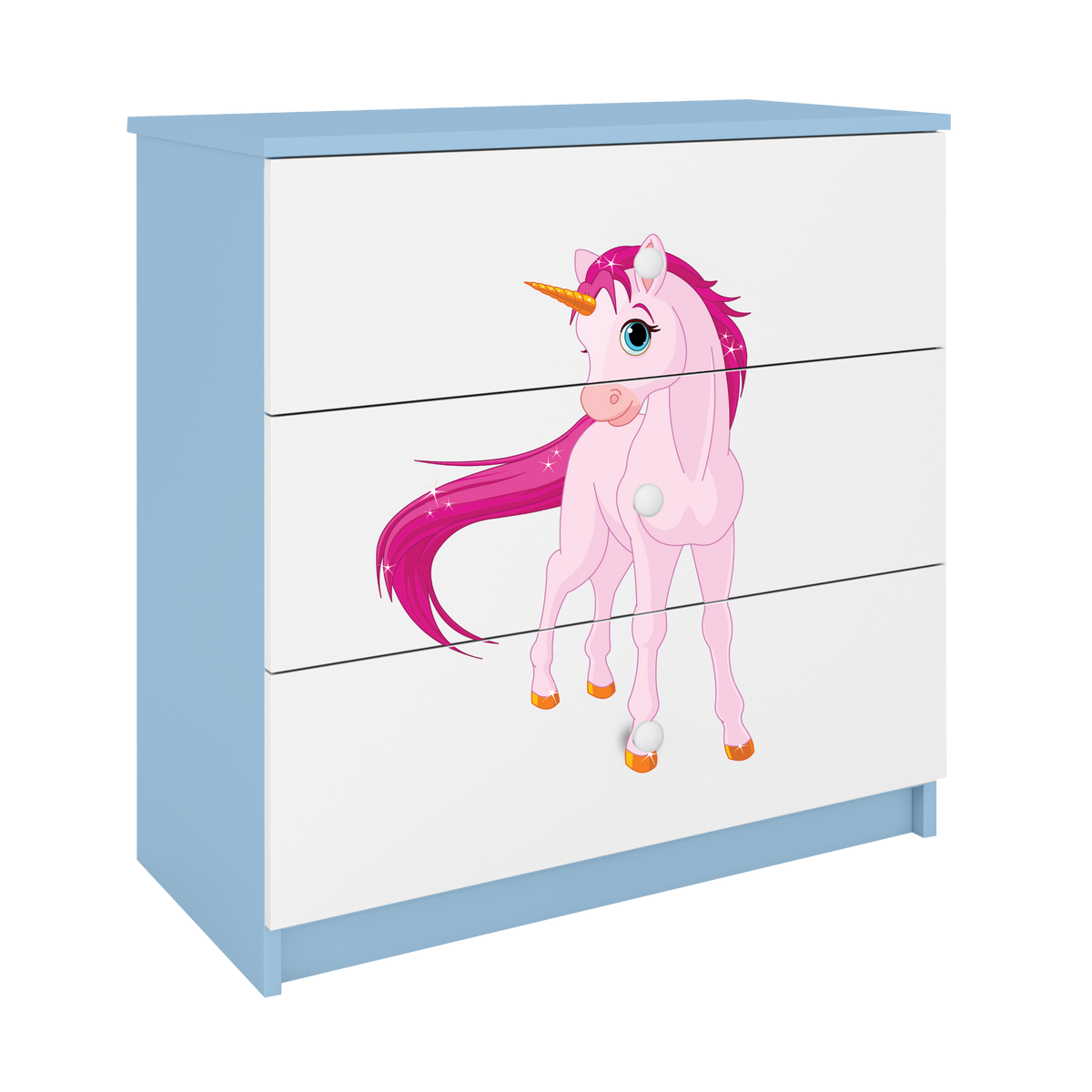 KOMMODE Babydreams Einhorn 81/81/41 - Blau, Holzwerkstoff (81/81/41cm) - RAUMHIRSCH FURNITURE