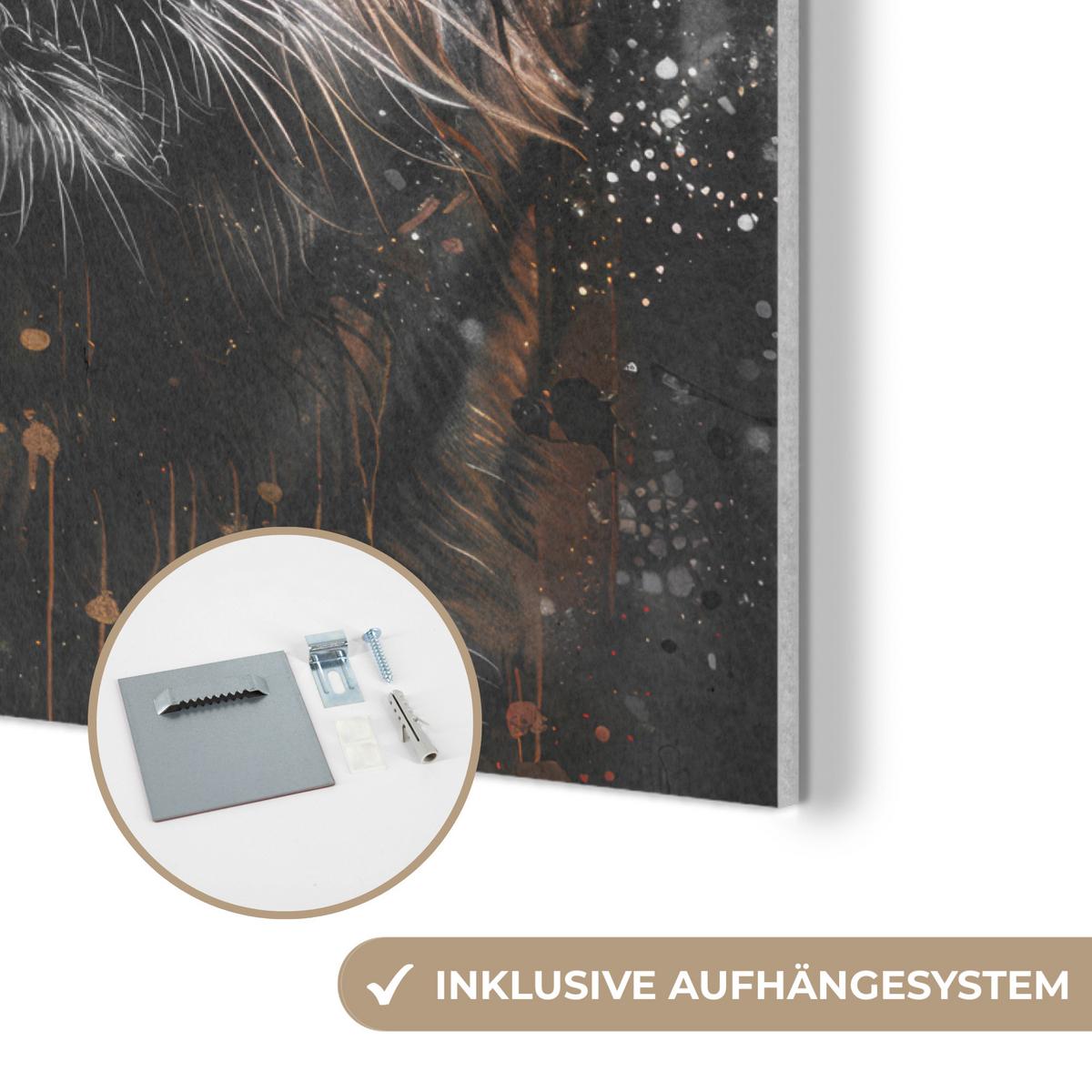 AKUSTIKBILD Tiger - Tiere - Porträt - Luxus - Schwarz Wandbilder 60x80 cm - Braun, Kunststoff (60/80/0.9cm) - MuchoWow