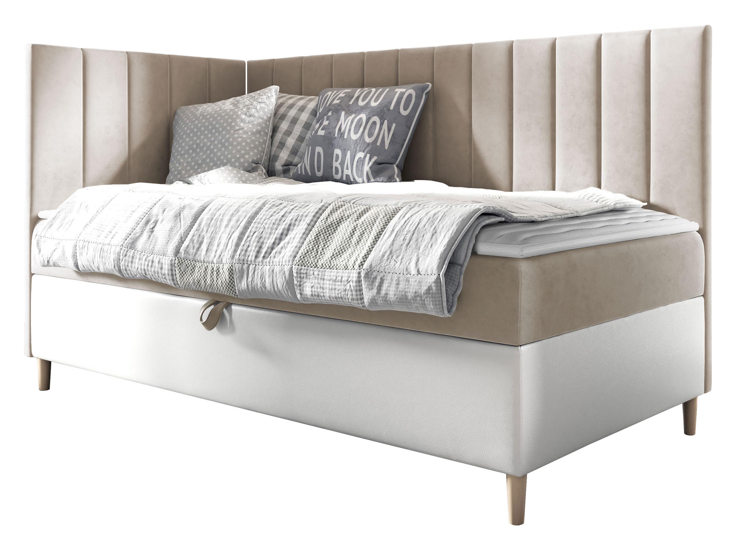 BOXBETT Maja Junior 3, Seite zum Öffnen des Bettkastens: Links - H3 - Creme/Weiß, Holz (90/200cm) - MIRJAN24